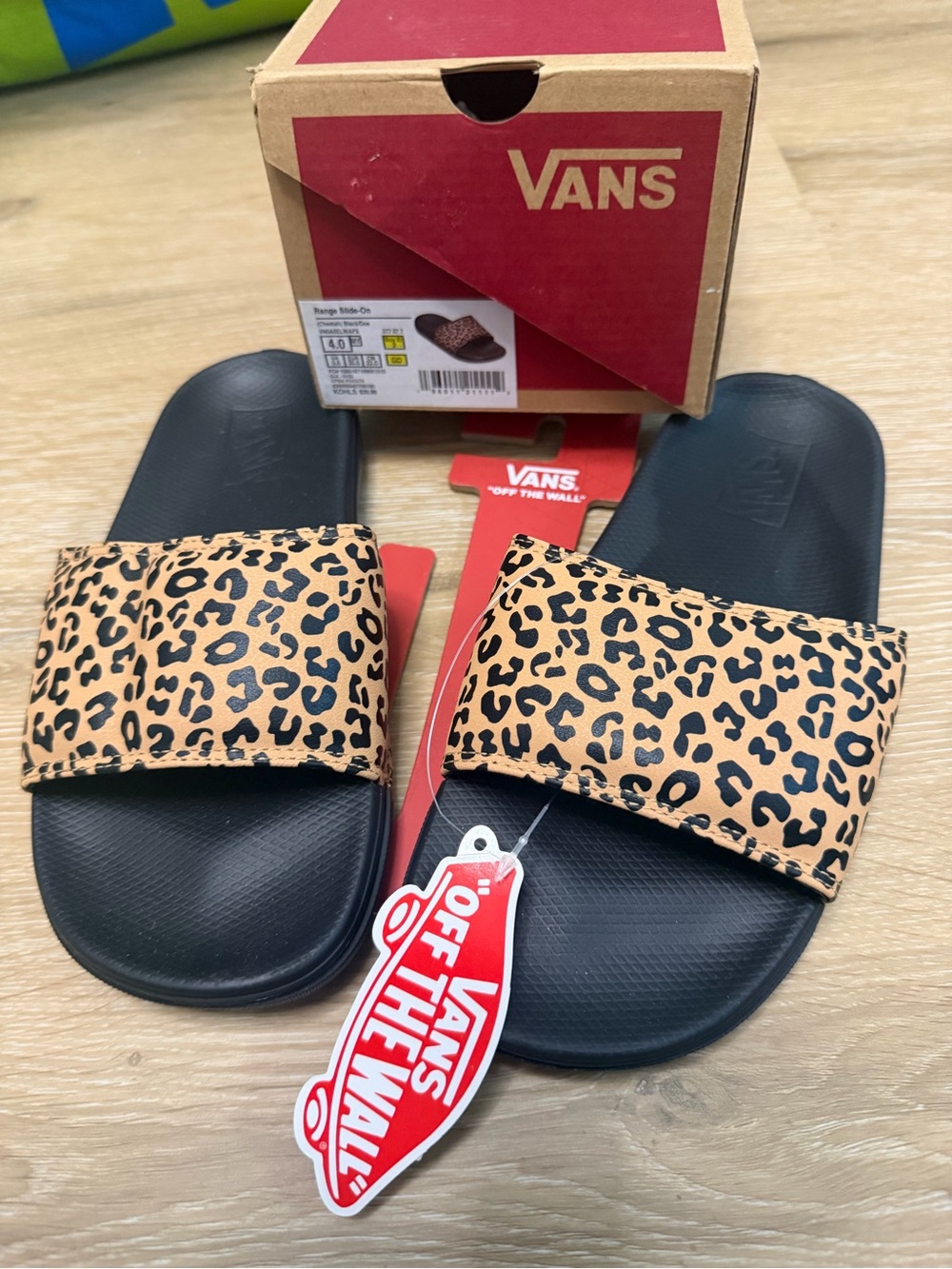 Vans Leopard-Print Slide Sandals - Black & Tan